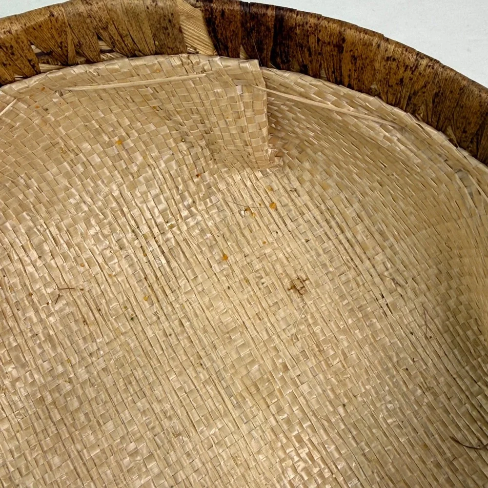 Hand Woven Natural Fiber Basket Rustic Brown Storage Decorative Twisted Handles